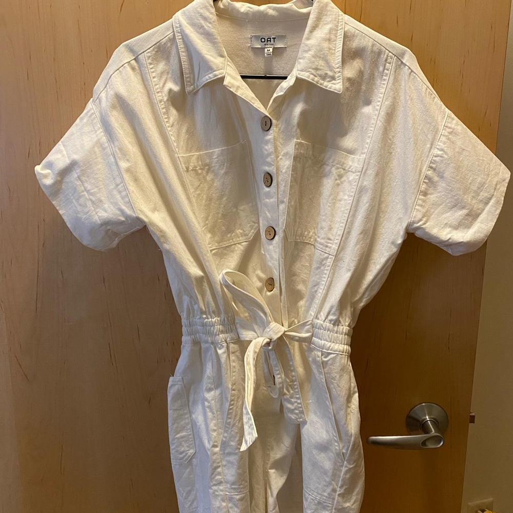 Oat New York White Button Down Romper